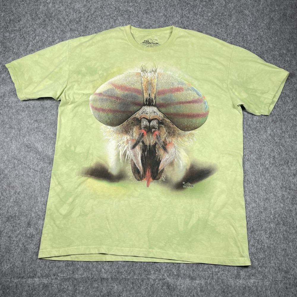 The Mountain T-Shirt Mens 2XL Green Fly Insect Tie Dye Short Sleeve Crew Neck